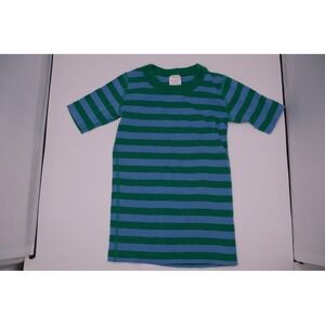 Hanna Andersson‎ Striped T Shirt Green Blue Kids Size 8 130cm Cotton